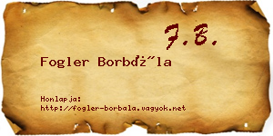 Fogler Borbála névjegykártya